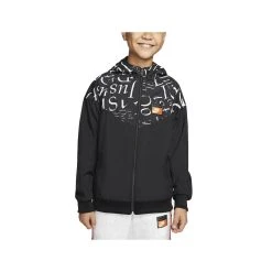 Nike Big Boy's Tempo Printed NSW Wind Runner Jacket Black White