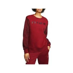 Nike Women's Sportswear Python Trend Fleece Crewneck Maroon